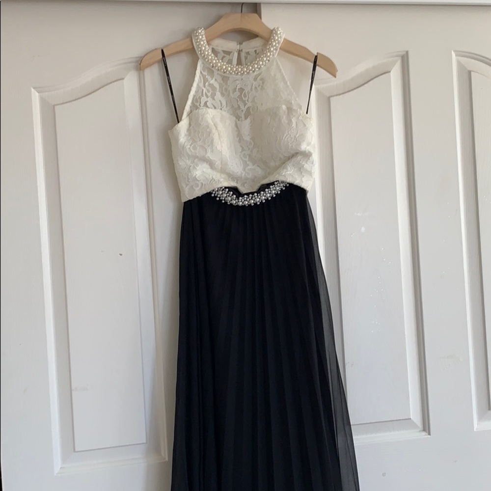 Black and White Two Piece Formal Dress